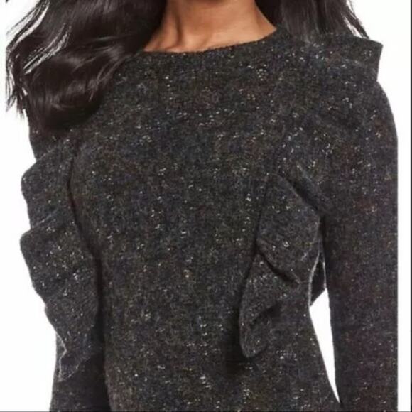 Chelsea & Violet Women's Knit Long Sleeve Ruffle Mini Sweater Dress Small - Picture 3 of 16